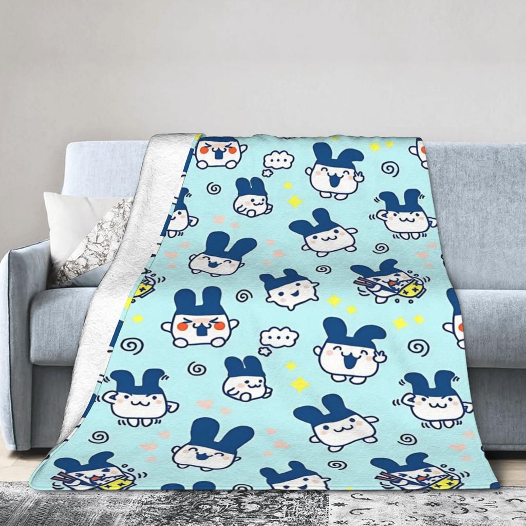 Mimitchi Tamagotchi Flannel Blanket Winter Soft Warm Throw Blanket for Girls Boys Couch Chair Funny Bedspread Sofa Bed Cover