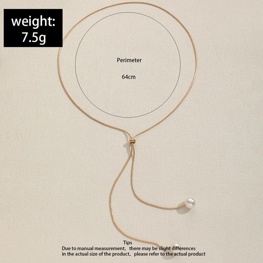 Trendy Imitation Pearls Necklace For Women Gold &  Color Adjustable Chain Choker Girls Simple Party Jewelry Accessories