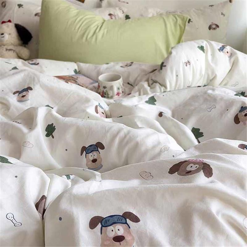 Set de lenjerie de pat 100% bumbac nor ultra-moale prietenos cu pielea set de 4 piese husă de plapumă respirabil clasa A textile de casă