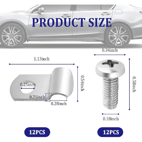 12PCS Brake Line Clamp with 12PCS Screw Set,Stainless Steel 1/4" Brake Line Clips for Prision Brake Line Fixation and Protection,Universal Car