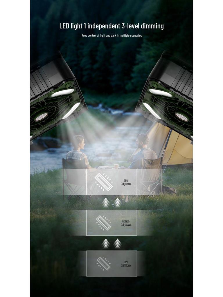 Rechargeable Dual-Use Folding Solar Fan & Light for Camping