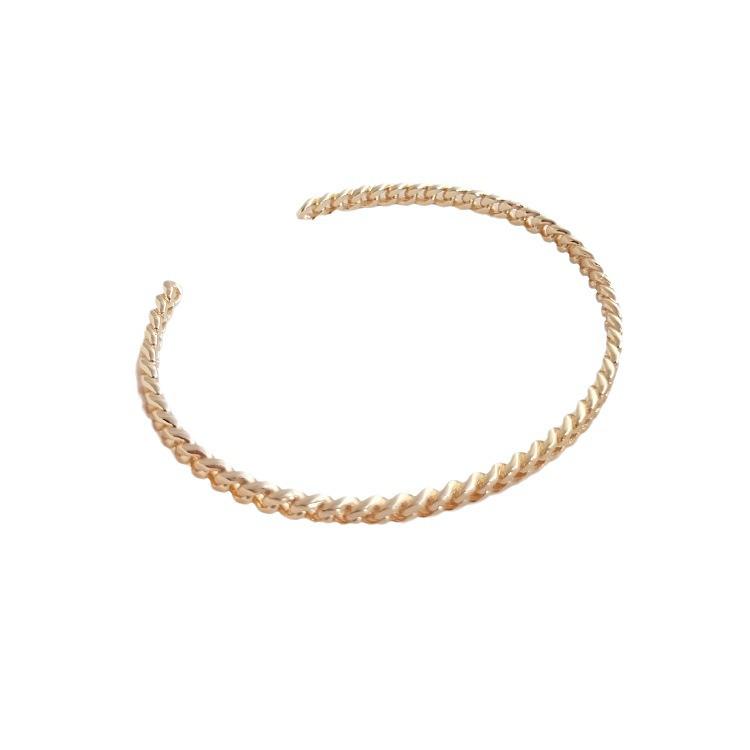 14K Gold-Filled Color-Preserving Gold Chain Bangle - Simple, Luxurious, DIY Open Circle Design.
