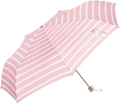 Moonbat PAUL JOE Swinging Nunet Folding Umbrella with Logo and Border Cute Cat Rib 55cm & Design, Stylish, Design, Pink, Length Approx.