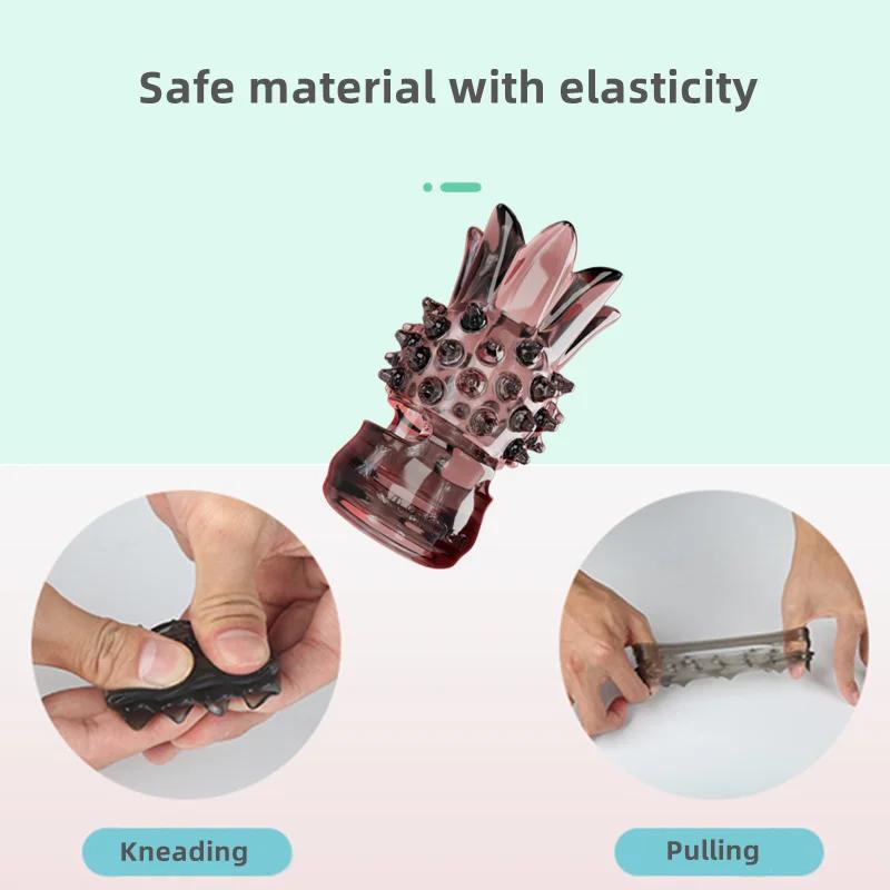 Penis Extender Sleeve Reusable Condoms TPE Glans Spike Dick Enlargement Cock Ring Erection Erotic Sex Toys for Men 18+