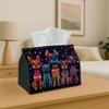 Two Sizes Available, 1pc Folk Artistic Tissue Box | Dog Portrait Print, Durable Polyester Fabric Decorative Storage for Kitchen, Living Room, Bedroom,
