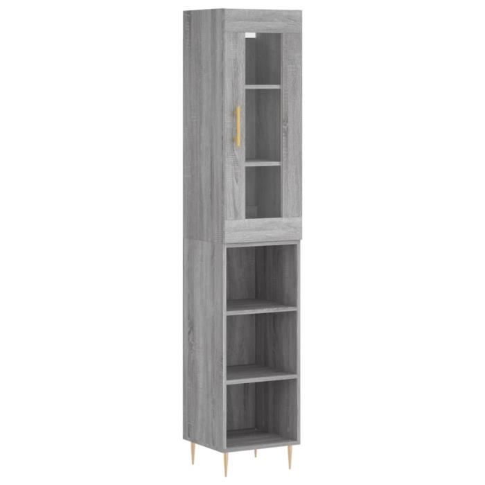 VidaXL Buffet haut Sonoma gris 34,5x34x180 cm Bois d'ingénierie 3199359
