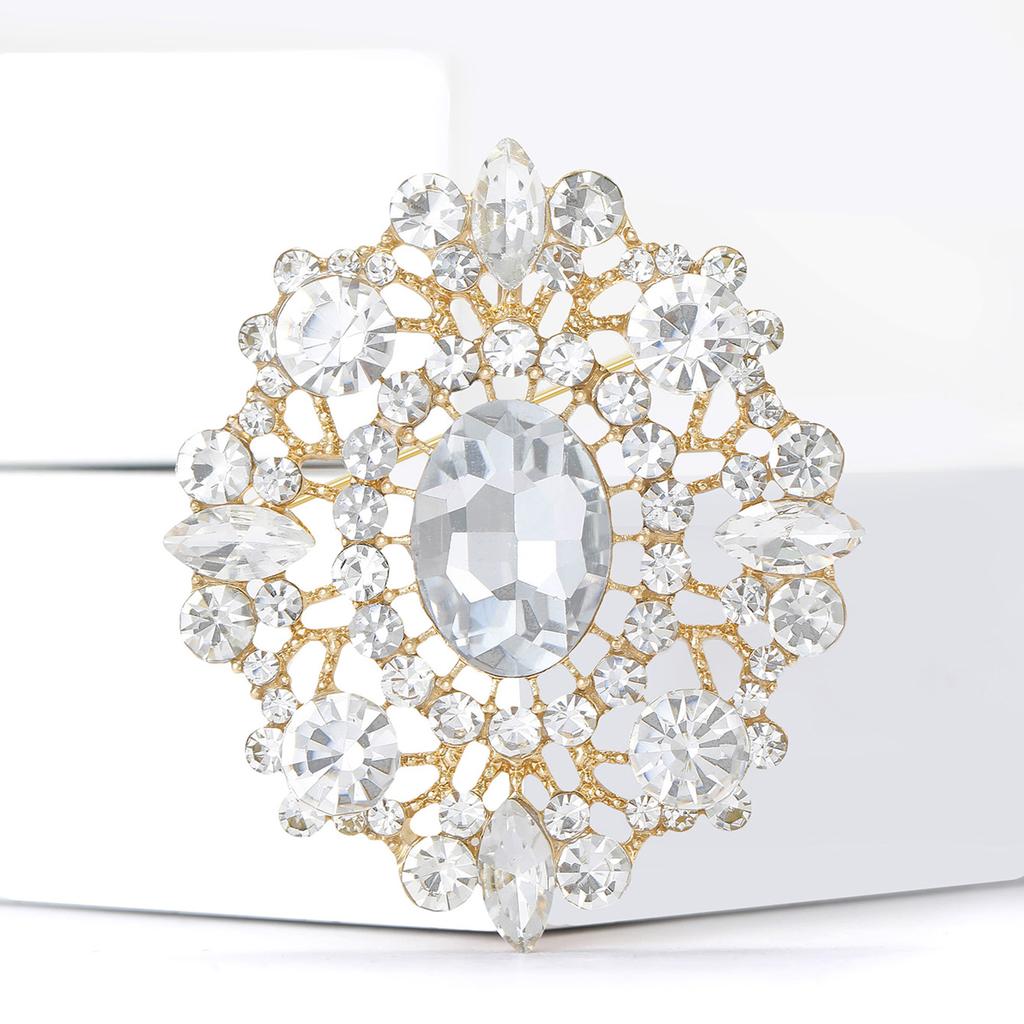 Elegant Rhinestones Imperial Court Brooches for Women Unisex Glass Pin Event Party New Year Gifts Decoration Clothes Accessories
