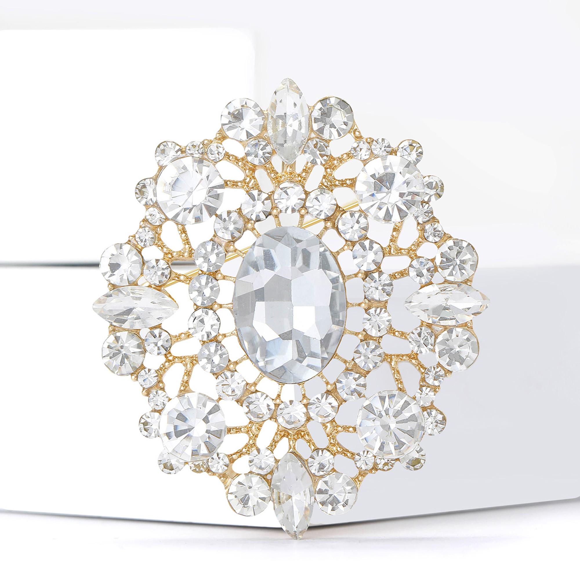 

Elegant Rhinestones Imperial Court Brooches for Women Unisex Glass Pin Event Party New Year Gifts Decoration Clothes Accessories