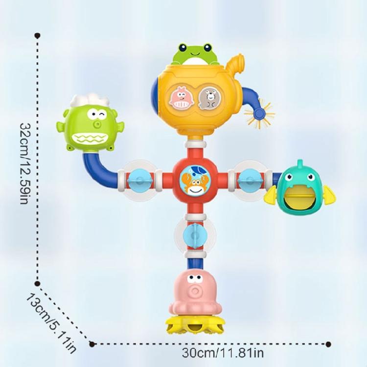 Ocean Themed Rotating Bath Toy For Toddler With Easy To Assembly Water Pipe For Baby Fun Bath Time Fine Motor Skill Toy