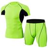 Men's Elastic  Fitness T-shirt Fast Drying Tops Short  Pants Sports Tight Suit
