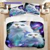Katzenmuster Bettwäsche Steppdecke Set Bettbezug Kissenbezug Heimdekoration Geburtstagsgeschenk (1 Bettbezug + 2 Kissenbezüge, ohne Füllung)