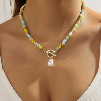 Necklace for Women Fashion Jewelry Colorful Beaded Crystal Light Luxury Niche Necklace Etsy Summer Simple Crystal Necklace Elegant Necklace