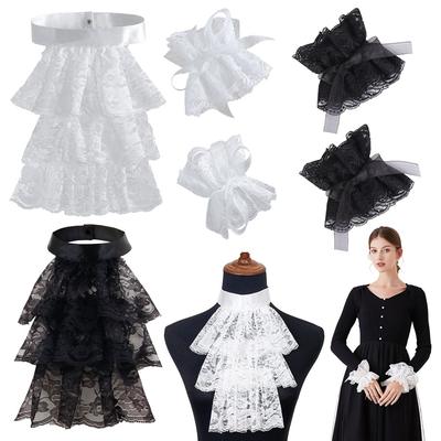Solid Color Fake Collar Victorian Ruffled Neck Collar  Stage Performance Costume Accessory