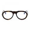 Tom Ford Eyeglasses Aviator Full Rim  Shiny Dark Havana Frame And Clear Demo Lenses Lens Ft5756 B052 Brown