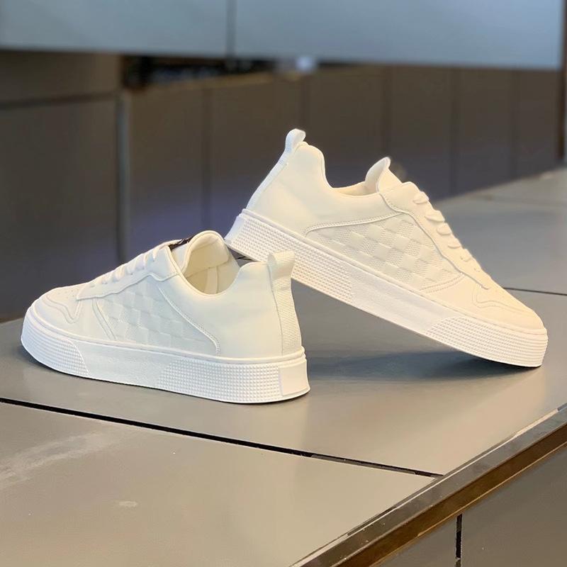 New Shoes for Men Leather Casual Shoes Fashion Checkered Flats Skateboard Shoes Youth Street Cool Sneakers