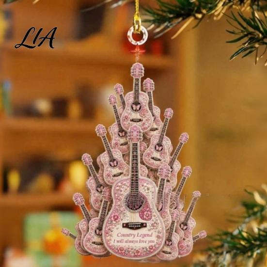 Western Theme Car Rearview Mirror Pendant Guitar Hanging Ornament, 2D Flat Acrylic Pendant, or Country Music Theme, Christmas Tree Decor Cowboy