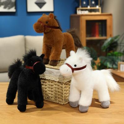 Simulation Horse White Horse Doll Plush Toy Foal Doll With Bit Bridle Birthday Gift
