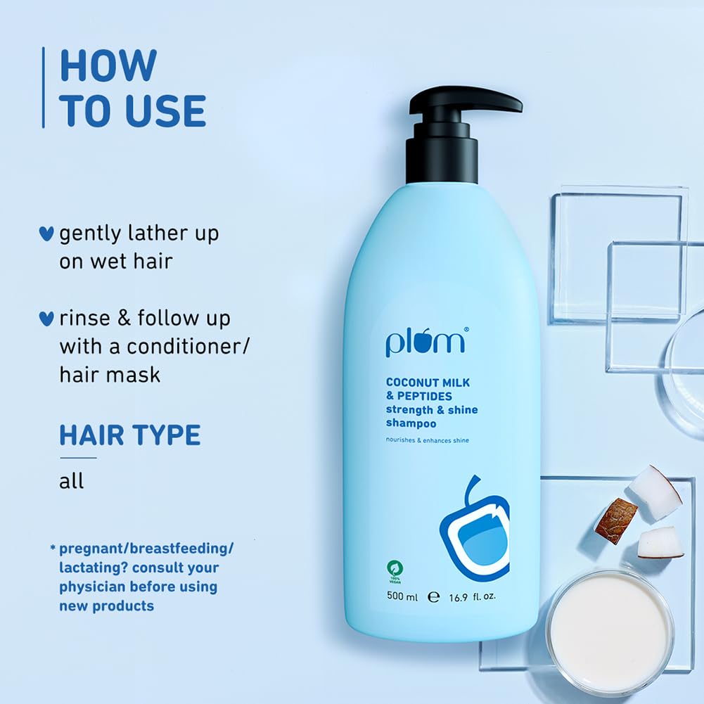 Plum Coconut Shampoo for Dull Hair 500 ml X Pack of 2 | Soft Silky Hair for Women and Men