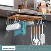 Multifunctional Under-Cabinet Storage Rack with Hooks for Pot Lids and Cutting Boards