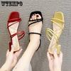 Women Middle Heel Solid Color Slippers Ladies Square-headed Thick Heeled Sandals Anti-slip Soft-sole Slippers Footwears
