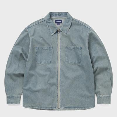 ThIs Is Never That dIstincted Denim Zip Shirt Squeezed Blue