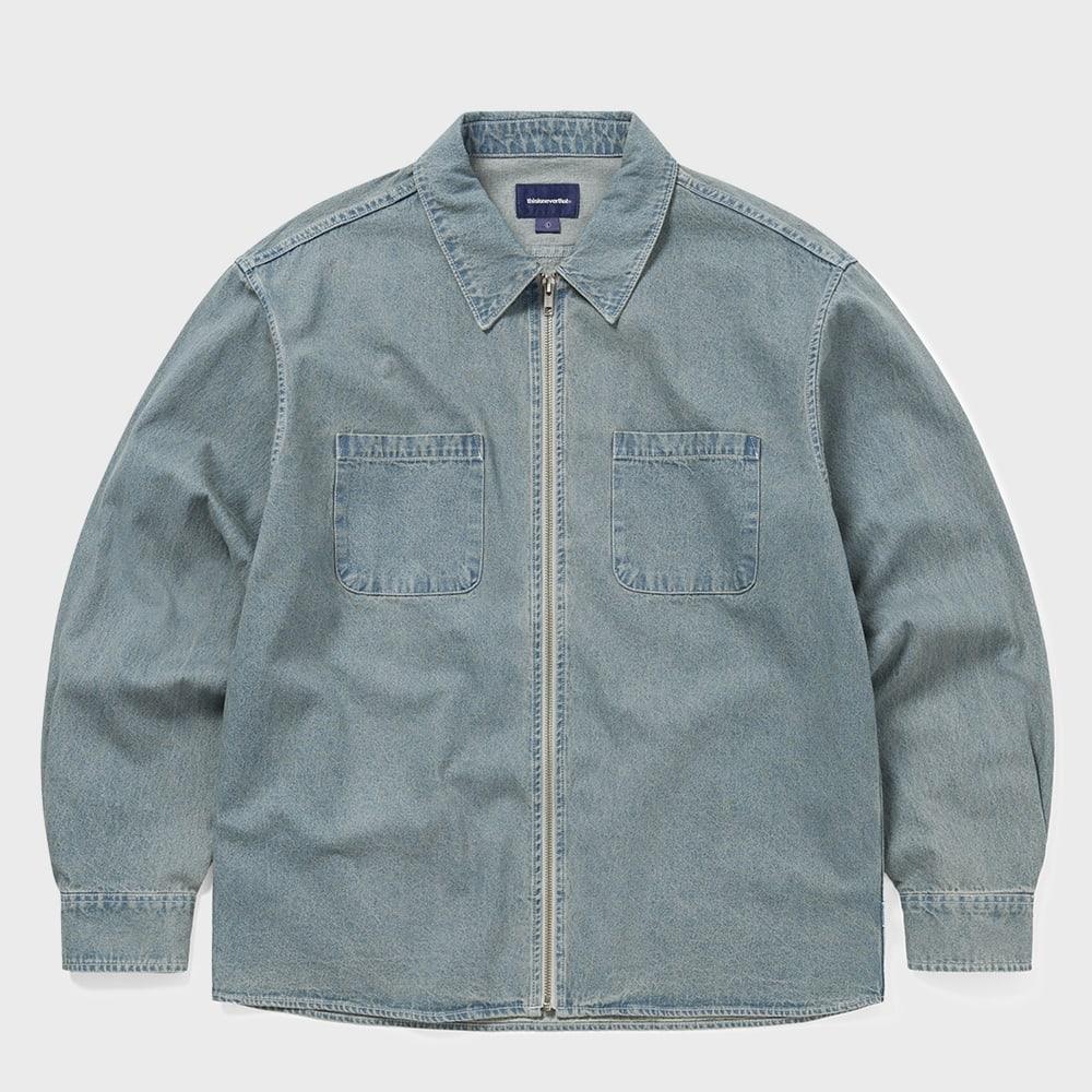 

ThIs Is Never That dIstincted Denim Zip Shirt Squeezed Blue XL