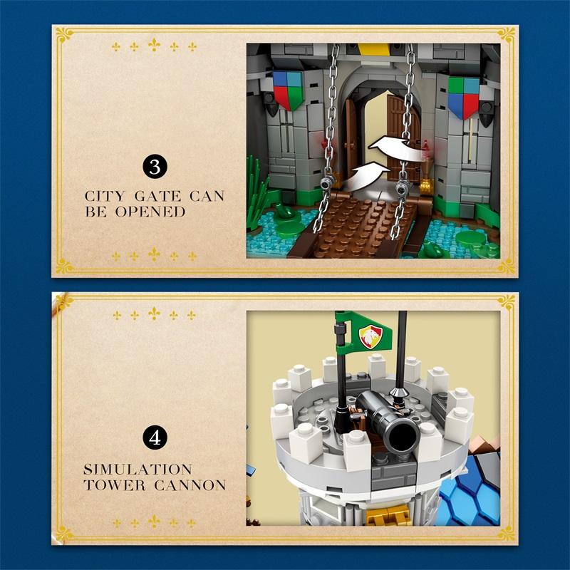 Non-Toxic Medieval Castle Building Blocks Model European Style City View Moc Bricks Toys Creative Desktop Decoration Diy Toys For Kids