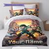 Name Custom My Hero Academia Pattern Bedding Set Quilt Cover Pillowcase Home Decor Gift (1 * Duvet Cover + 2 * Pillowcase, Without Core)