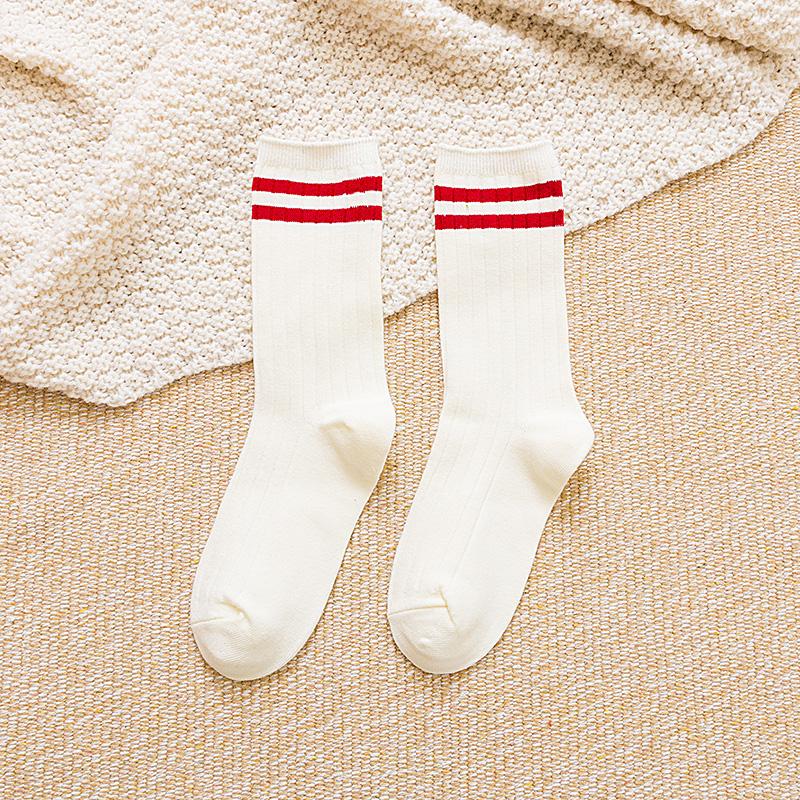 Neue koreanische japanische Art Damen Socken Lockere Socken Schulmädchen Harajuku Einfarbige Nadelstrick Gestreifte Lässige Baumwollsocken