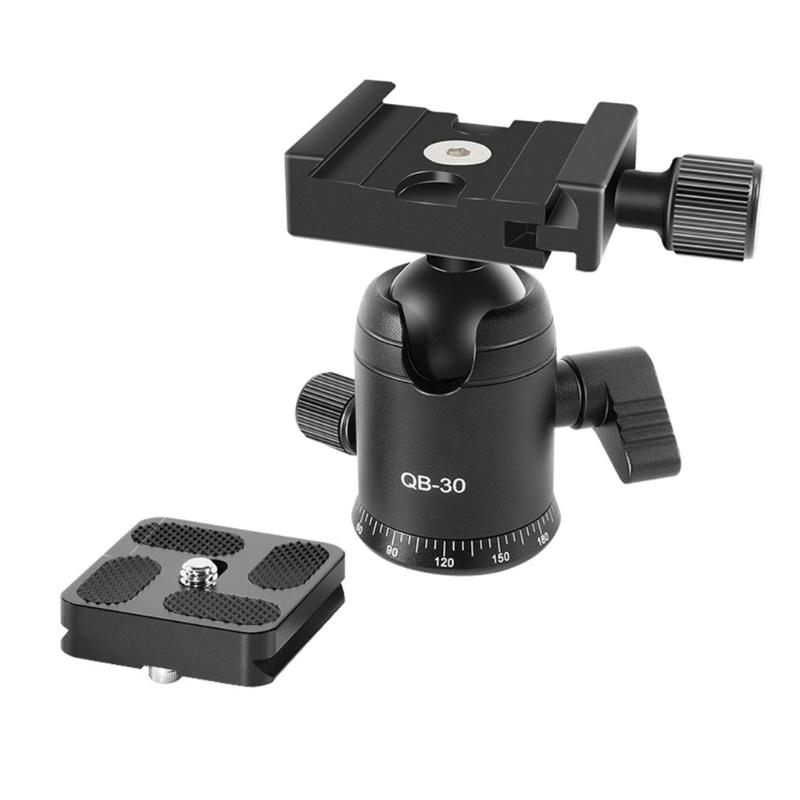 

QB-30A Tripods Ball Head Ballhead Mount Adapter U-Groove Low-gravity Center Aluminium Alloy Made 5kg/11.0Ib Load Bearing 1