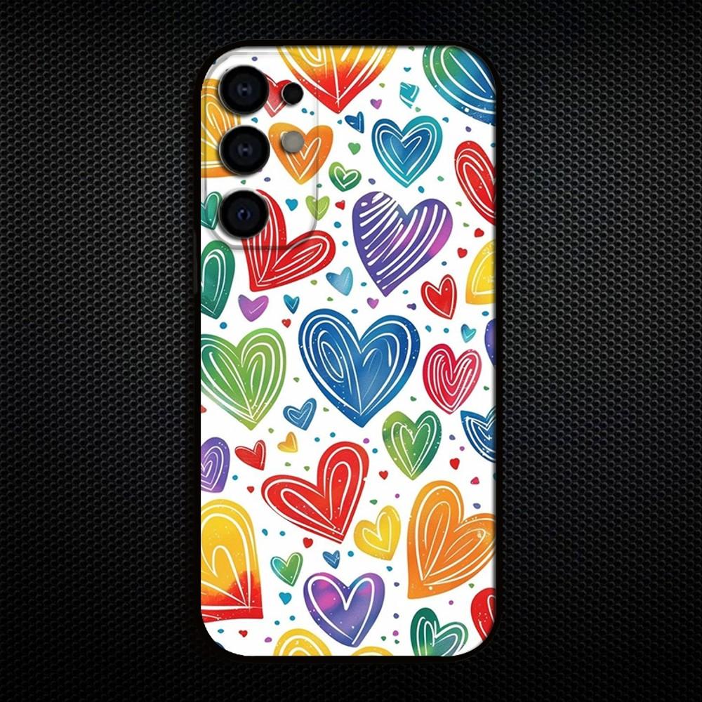 Heart Pattern Phone Case For Samsung S25/S24/S23/S22/S21/S20/Plus,Fe,Lite/Others Black Cover