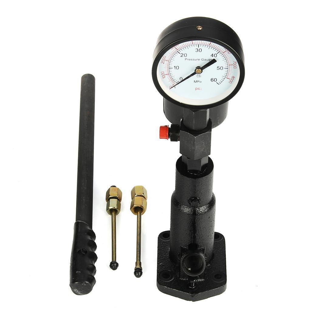 Bar/PSI 0-60Mpa Steel 1L Pop Diesel/Injector Nozzle Pressure Tester Dual Scale Read Gauge Black High Pressure Pipe Diagnostic