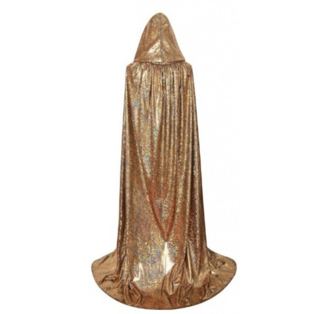 Wizard Halloween Cloak Gown Shiny Witch Cape Funny Hooded Ponchos  Adult Kids
