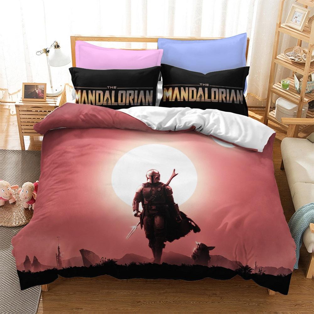Juego de Ropa de Cama, Serie Mandalorian Tamaño Funda Nórdica de Tres Piezas