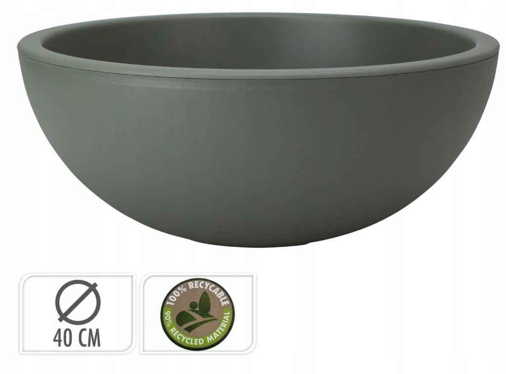 Dark green round plastic flowerpot 40x16x40 cm