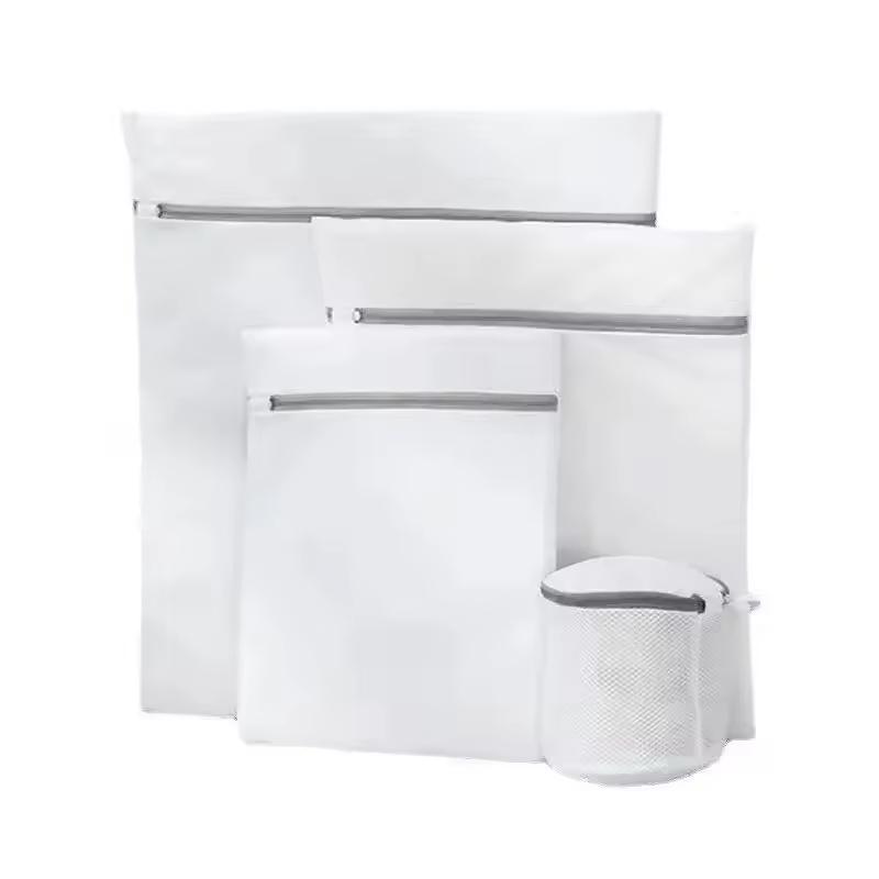 

4PCS Laundry Bags Set Fine Mesh Clothing Care Dirty Clothes Storage Pouch Durable Washing Bag Large Capacity Bra Wash Net Bag белый