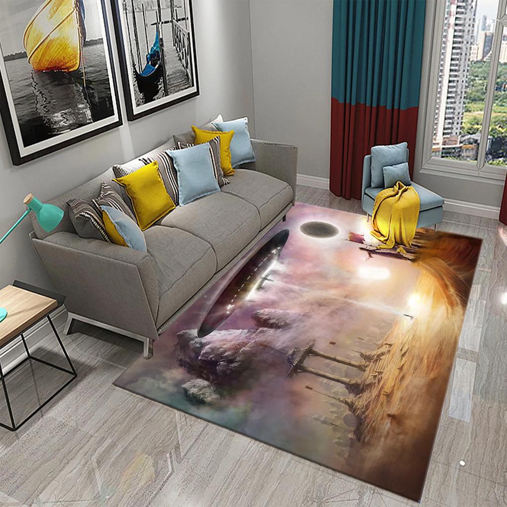 UFO Alien Carpet Mystery Science Fiction Theme Rugs for Bathroom Kitchen Floor Door Anti-Slip Mat Bedroom Entrance Decor Rugs