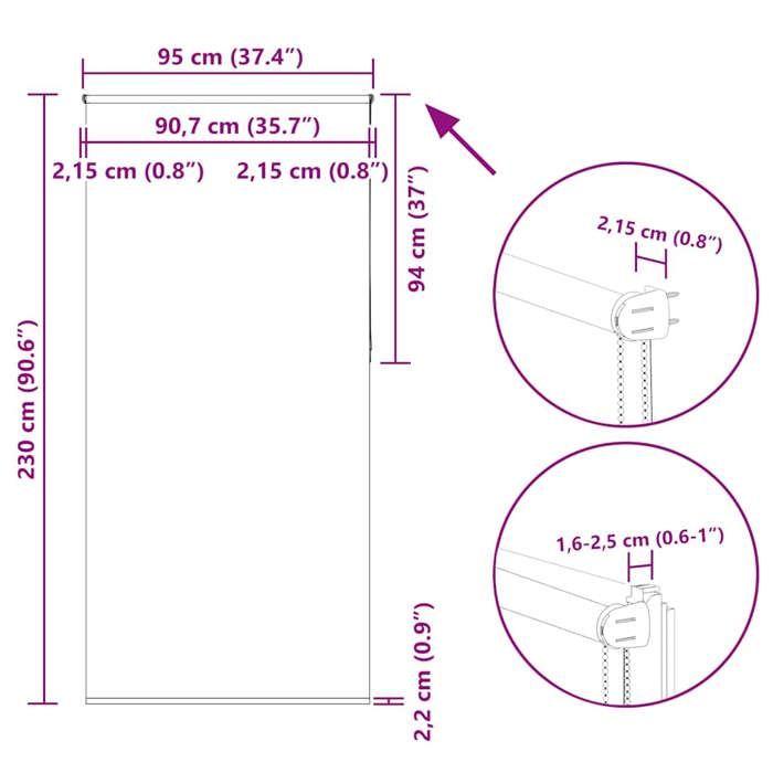 VidaXL Blackout Roller Blind Fabric Width 90.7 Cm Polyester, Day and Night Blind, Kitchen Blind, Blind 4011985