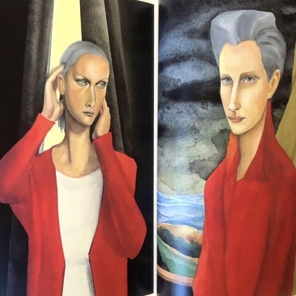 [USED] Fashionable paintings by Nobuko Terada, signed collection of works, portraits of interesting people
