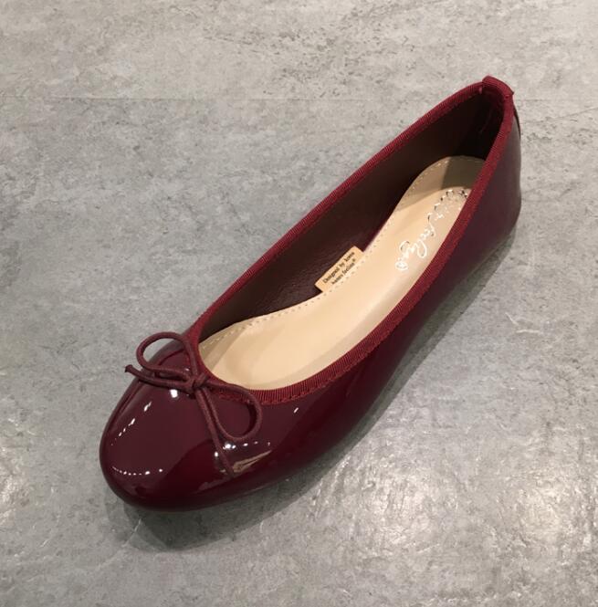 

Модные лаковые туфли-лодочки с бантом, мягкие балетки, офисные туфли с круглым носком для работы, удобные слипоны 9 вино красного