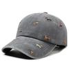 Módní baseballová čepice z prané bavlny s výšivkou štěněte Měkká poškozená vintage styl Streetwear čepice pro ženy a muže
