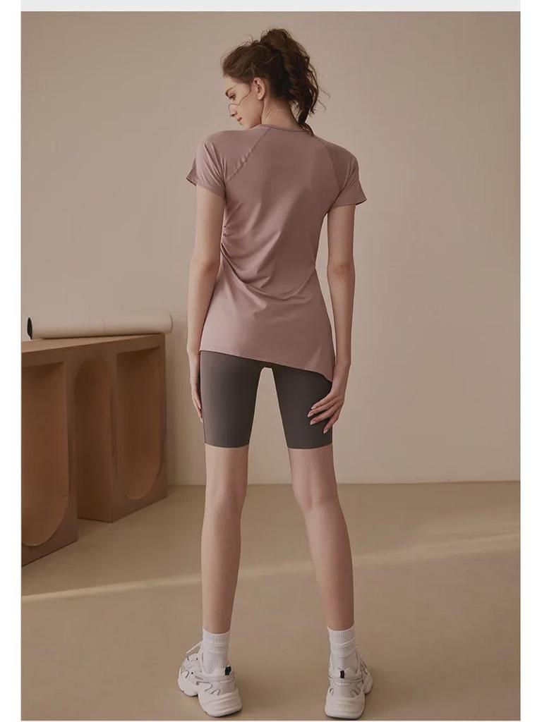 Women's Summer Breathable Yoga Set: Drawstring Pants & Short-Sleeve Top for Pilates & Fitness