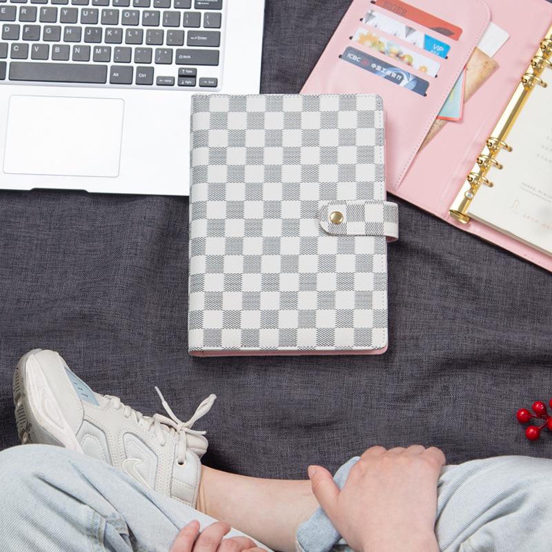 A5 Premium Leather Grid Pattern Binder Journal