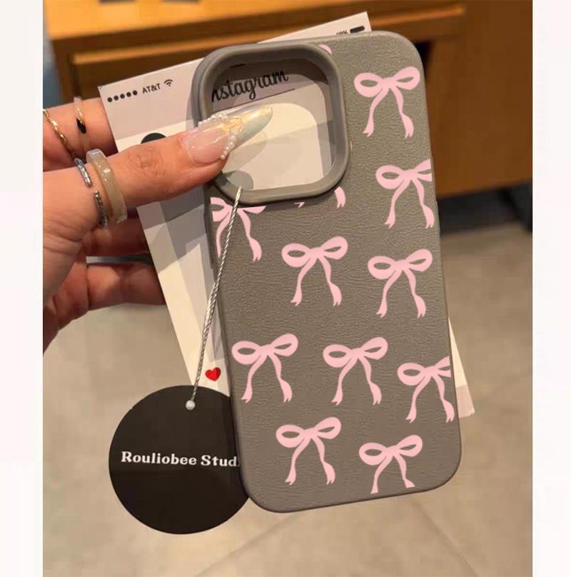 Pink Bowknot Case For Samsung Galaxy S25 S24 S23 Ultra S22 S21 S25FE S20FE S24FE S23FE PU Leather Matte Soft Cover