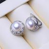 LSOOYH 7-8mm Freshwater Pearl Earrings Silver Color Fashion Cubic Zirconia Clip On Earrings For Women Birthday Gifts