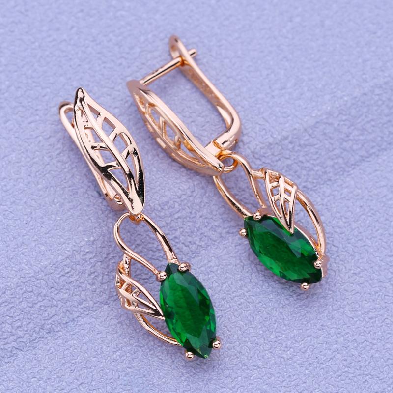 MINTHA Orecchini a Clip Tendenza Colore Oro Rosa Gioielli di Moda Zirconia Cubica Orecchini Foglia Verde Per Donna Festa di Compleanno Regalo di Natale