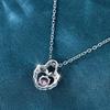Korean-style sweet heart-shaped necklace with pink cubic zirconia Luxurious and elegant heart-shaped pendant