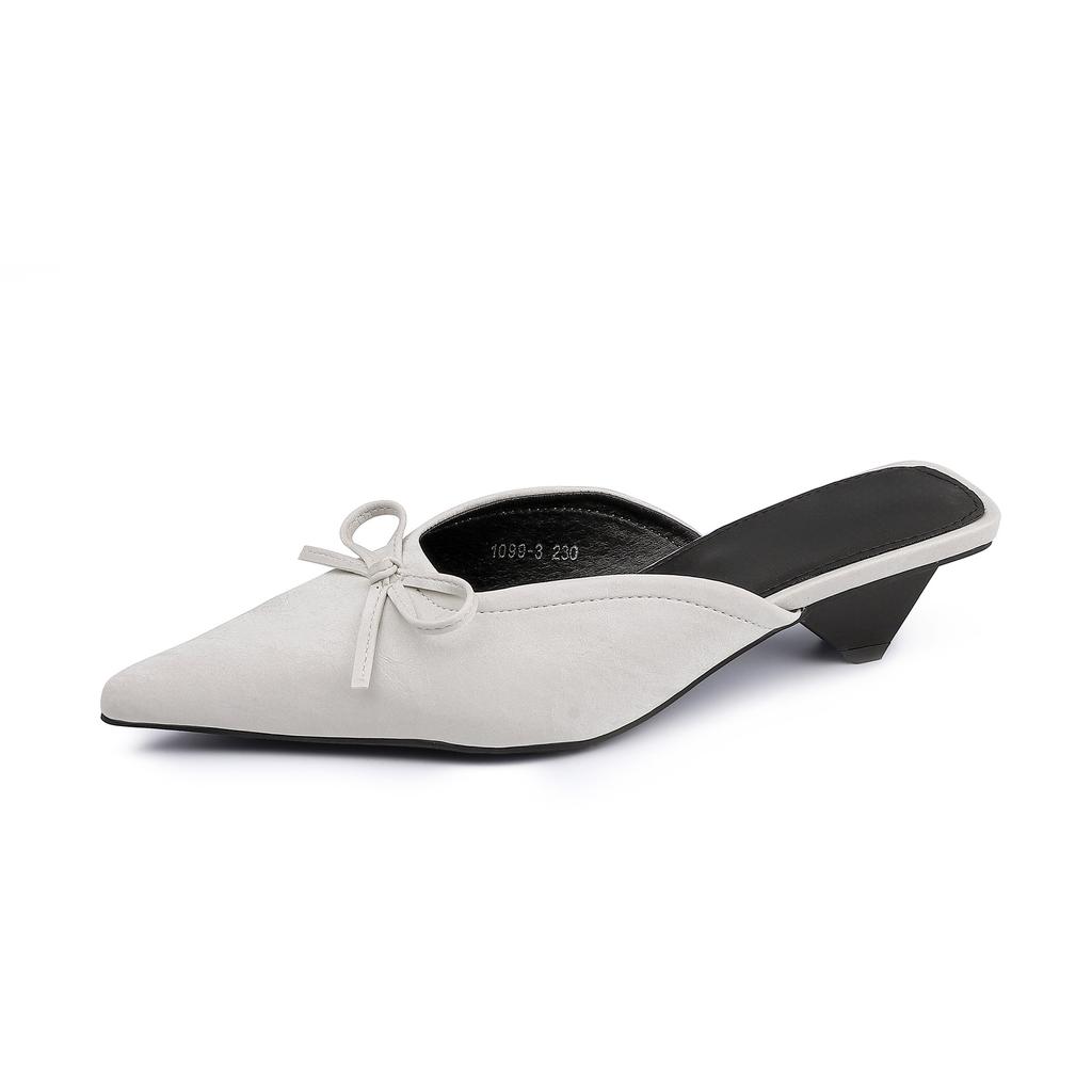 Spring and summer new commuter wind empty single shoes women wear high-end French bow bag head cool slippers women's summer