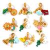 Doreen Box 18k Gold Plated Enamel Animal Plant Charms 304 Stainless Steel European Style Swing Bead Necklce Pendant
