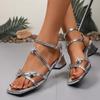 Straps Women Heels Sandals 2025 New Buckle Silver Solid Color Summer Solid Sandals Woman Casual Sexy Party Shoes Women